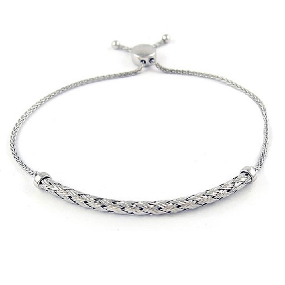 Sterling Silver Slide Woven Bracelet Adjustable